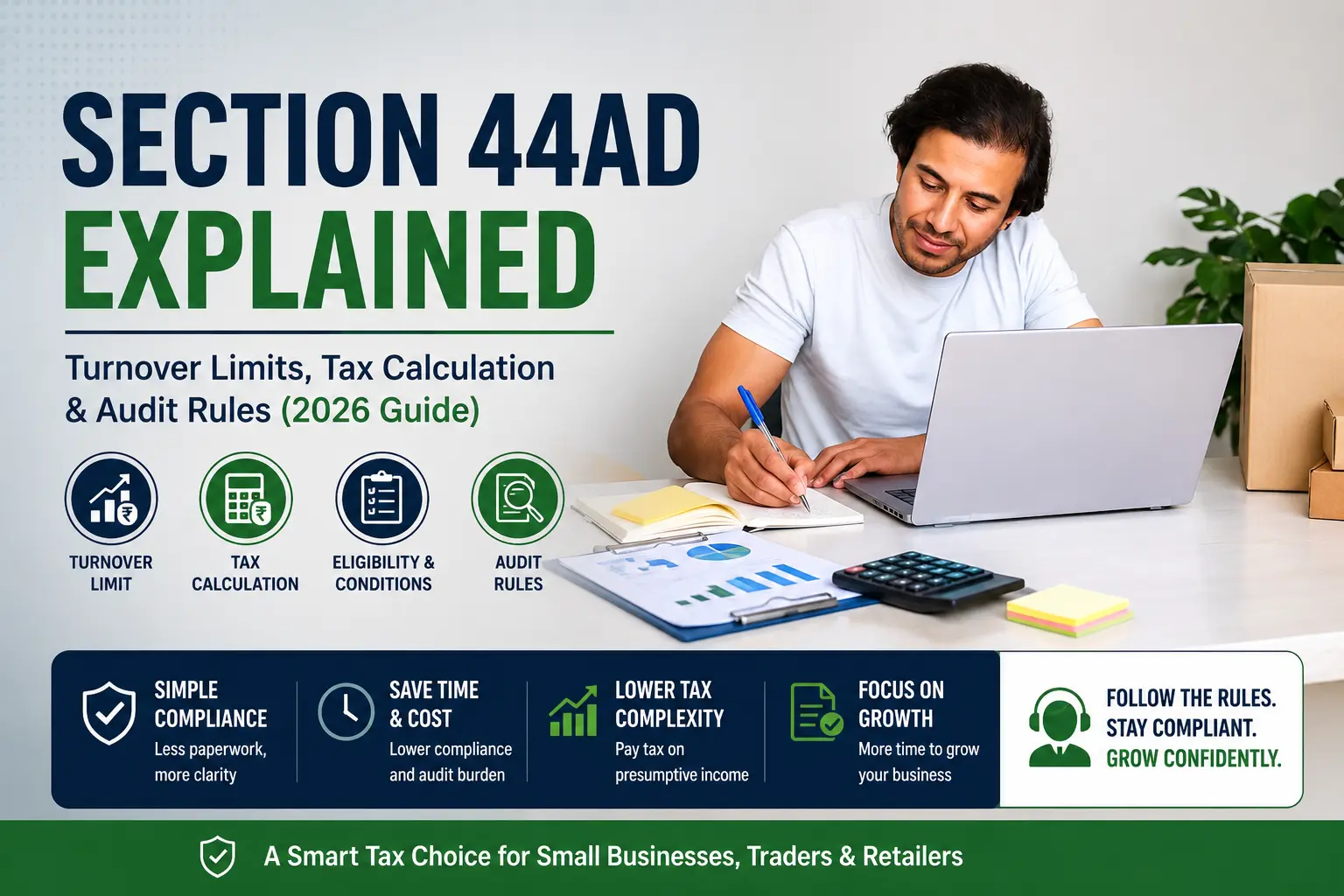 Section 44AD of Income Tax Act – Eligibility, Turnover Limit, Tax Calculation & Audit Rules Explained