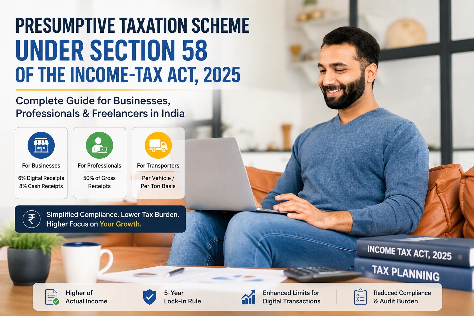 Presumptive Taxation Scheme Under Section 58 of the Income-tax Act, 2025 Complete Guide for Businesses, Professionals & Freelancers in India